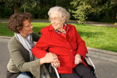 Daughter and her mother after a guardianship has been granted