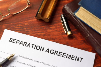 Image of a document with the words Separation Agreement printed on it